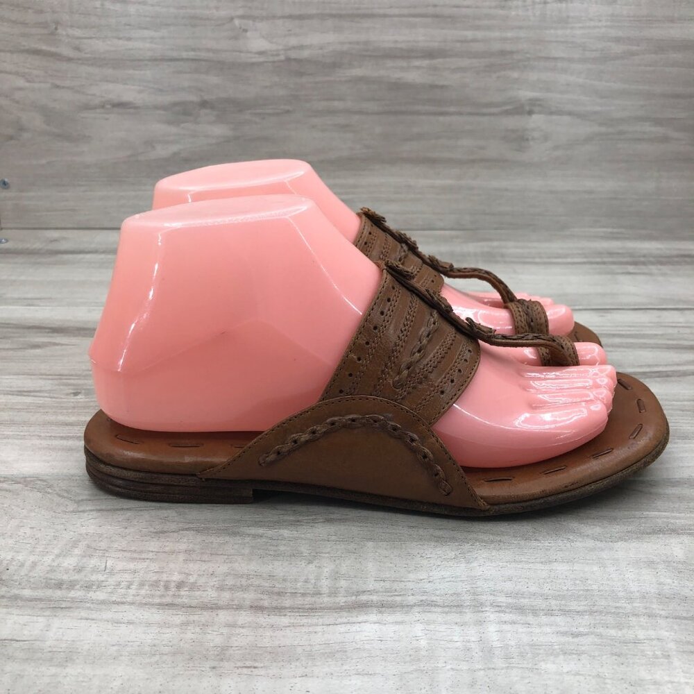 Cole Haan Sandals Womens 6.5 B Resort Brown Leather Slip On Flat Shoes
